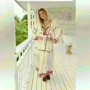 NWOT. Free People Women's Sweet Escape Midi Dress. Med., Cream with acce…